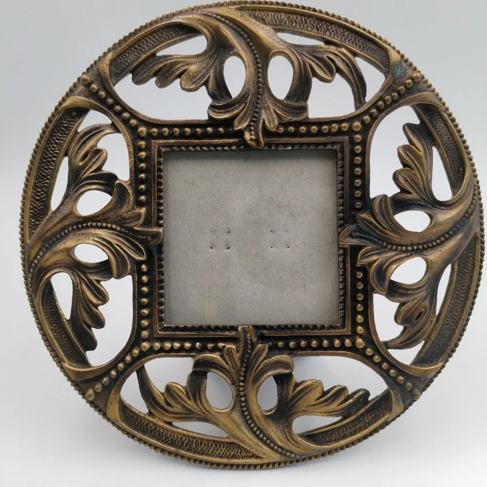 Vintage Style Filigree Bronze‎ Metal Tabletop Photo Frame Grandmillennial 5.5